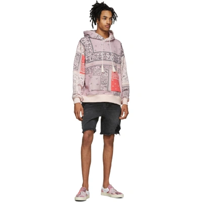 Shop Amiri Red Oversized Bandana Reconstructed Hoodie In Cor