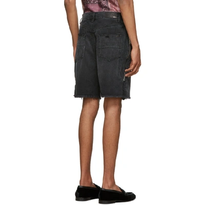 Shop Amiri Black Denim Half Track Shorts In Abl