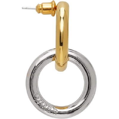 Shop Numbering Gold And Silver 982 Combination Hoop Earrings In Silver/gold