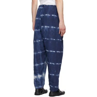 Shop Hed Mayner Blue And White Judo Trousers In Blu Blue/wh