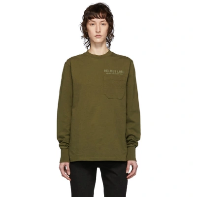 Shop Helmut Lang Khaki Standard Monogram Long Sleeve T-shirt In Olive