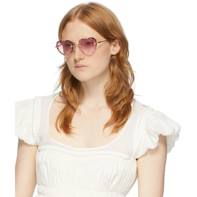 Shop Chloé Chloe Pink Rosie Sunglasses In 823 Coral