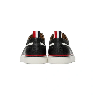 Shop Thom Browne Black And White Longwing Brogue Sneakers In 980 Blkwht