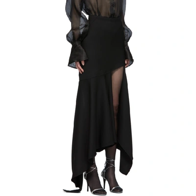 MUGLER 黑色 MIXED LENGTH 羊毛半身裙