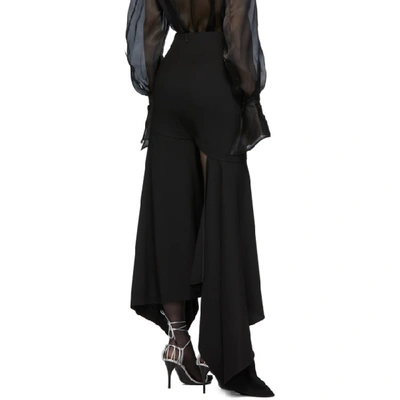 MUGLER 黑色 MIXED LENGTH 羊毛半身裙