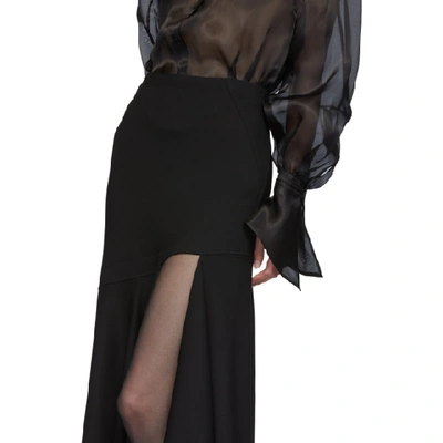 Shop Mugler Black Wool Mixed Length Skirt In 1999 Black
