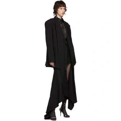 Shop Mugler Black Wool Mixed Length Skirt In 1999 Black