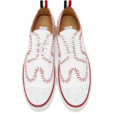 Shop Thom Browne White Longwing Spectator Baseball Brogue Sneakers In 100 White