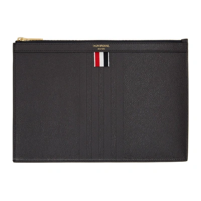 Shop Thom Browne Grey Small Gusset Pouch In 015 Charcoa