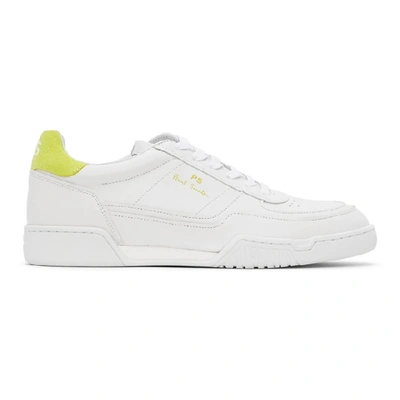 Shop Ps By Paul Smith White And Green Atlas Sneakers In Wht Fluo