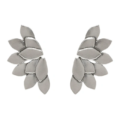 Shop Isabel Marant Silver Half Flower Earrings In 08si Silver