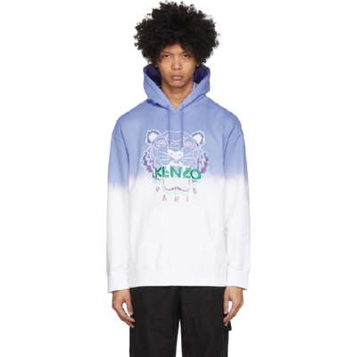 Shop Kenzo Blue And White Gradient Tiger Hoodie In 65 Lavender