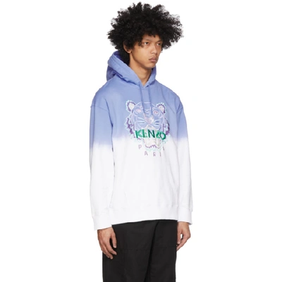 Shop Kenzo Blue And White Gradient Tiger Hoodie In 65 Lavender