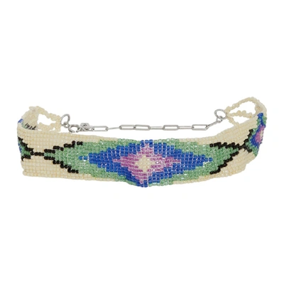Shop Isabel Marant Off-white And Multicolor Beaded Choker In 23ec Ecru