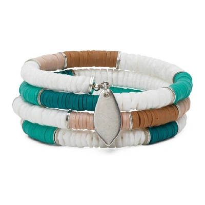 Shop Isabel Marant Green And White Shell Wrap Bracelet In Grsi Green/