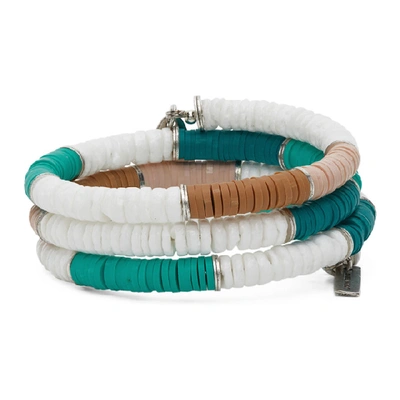 Shop Isabel Marant Green And White Shell Wrap Bracelet In Grsi Green/