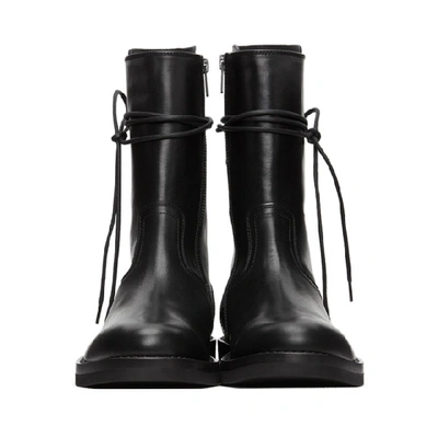 Shop Ann Demeulemeester Black Leather Back Lace-up Boots In Nero