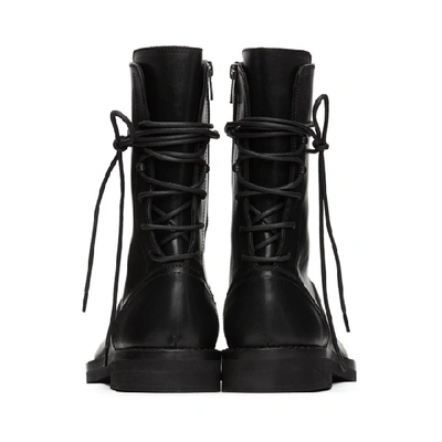 Shop Ann Demeulemeester Black Leather Back Lace-up Boots In Nero