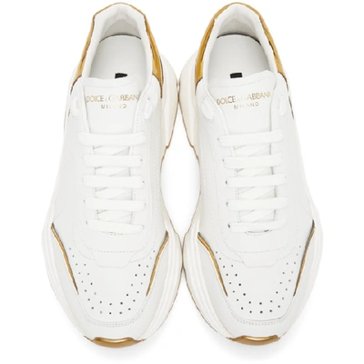 Shop Dolce & Gabbana Dolce And Gabbana White And Gold Daymaster Sneakers In 8n105bianco