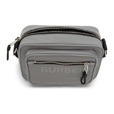 Shop Burberry Grey Padded Logo Messenger Bag In Cloud Grey