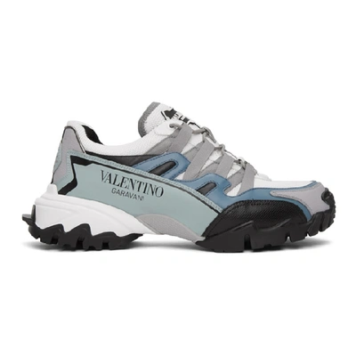 Shop Valentino White And Blue  Garavani Climbers Sneakers In Lt5 Bianco/
