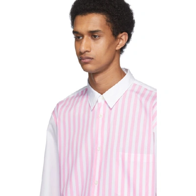 Shop Comme Des Garçons Homme Deux Comme Des Garcons Homme Plus White And Pink Striped Shirt In 2 Wht/b