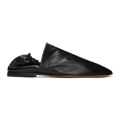 Shop Bottega Veneta Black Paper Leather Loafers In 1000 Black