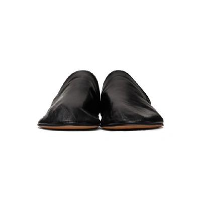 Shop Bottega Veneta Black Paper Leather Loafers In 1000 Black