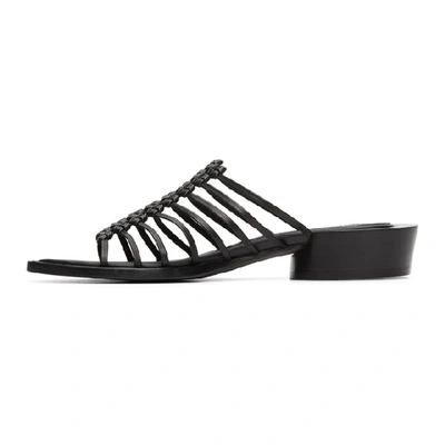 Shop Ann Demeulemeester Black Leather Spartiate Flats In 099 Black