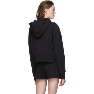 Shop Balmain Black Mirrored Logo Hoodie In Eac Sil/bk