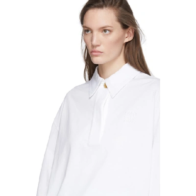 Shop Loewe White Lace Trim Polo In 2100 White