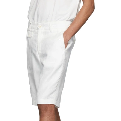 Shop Junya Watanabe Off-white Linen Serge Shorts In 2 Offwhite