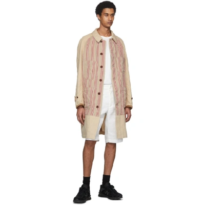 Shop Junya Watanabe Off-white Linen Serge Shorts In 2 Offwhite