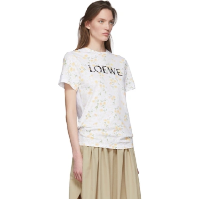 Shop Loewe White Floral Logo T-shirt