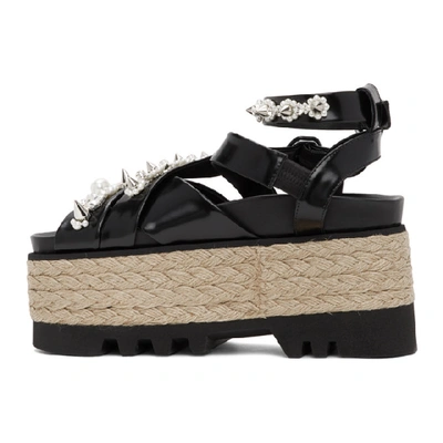 Shop Simone Rocha Black Leather Pearl Platform Sandals In Blackpearl