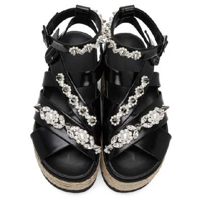 Shop Simone Rocha Black Leather Pearl Platform Sandals In Blackpearl