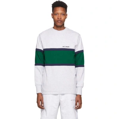 Shop Aimé Leon Dore Aime Leon Dore Grey Chest Stripe Long Sleeve T-shirt In H Gry/multi