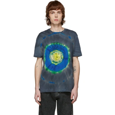 Shop Versace Green And Multicolor Tie-dye Medusa T-shirt In A7519 Verde