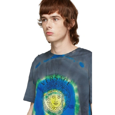 Shop Versace Green And Multicolor Tie-dye Medusa T-shirt In A7519 Verde