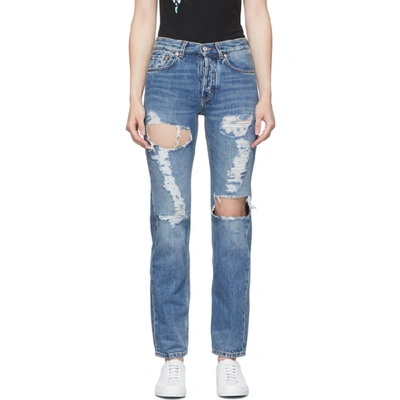 Shop Givenchy Blue Distressed Jeans In 420 Blue
