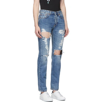 Shop Givenchy Blue Distressed Jeans In 420 Blue