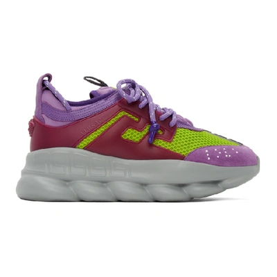 Shop Versace Purple Chain Reaction Sneakers In K0qsn Purye