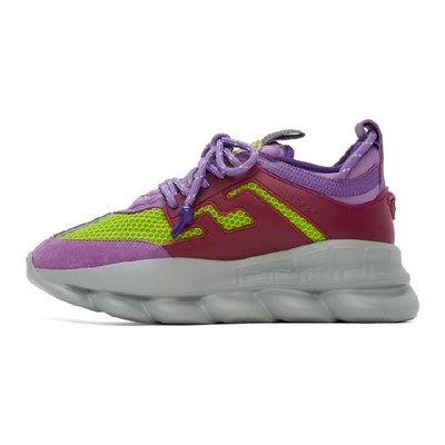 Shop Versace Purple Chain Reaction Sneakers In K0qsn Purye