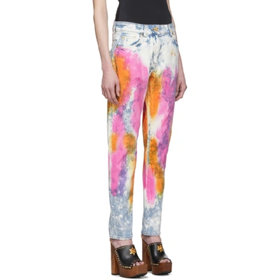 Shop Versace Blue And White Denim Tie-dye Jeans In A8114 Multi