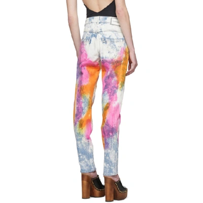 Shop Versace Blue And White Denim Tie-dye Jeans In A8114 Multi