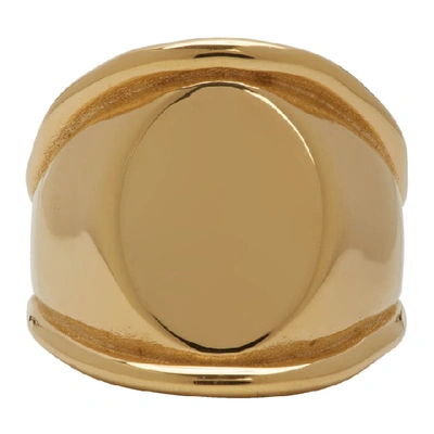 Shop Bottega Veneta Gold Signet Ring In 8120 Silver