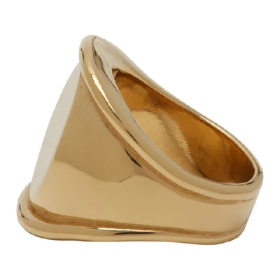 Shop Bottega Veneta Gold Signet Ring In 8120 Silver