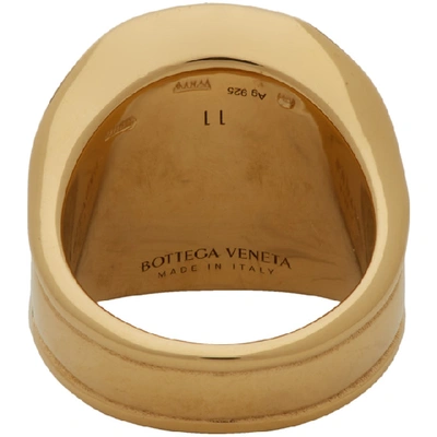 Shop Bottega Veneta Gold Signet Ring In 8120 Silver