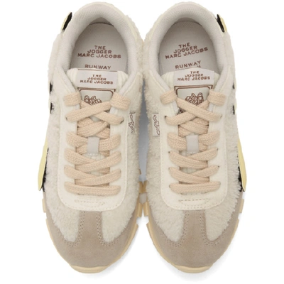 Shop Marc Jacobs Off-white Shearling The Jogger Sneakers In 111 Ivory