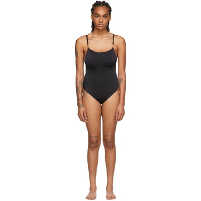 Shop Versace Underwear Black Medusa Coin One Piece Swimsuit In A1008 Black